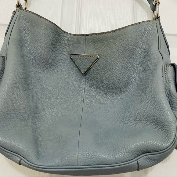 Prada Vintage Light Blue Leather Button Closure Shoulder Bag - Picture 11 of 16